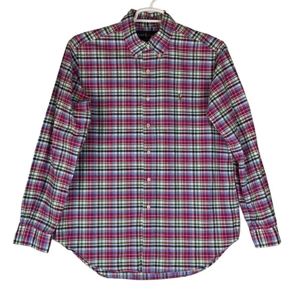 Ralph Lauren Mens Shirt Size Large Classic Fit Pink Green Plaid Button Down - Picture 2 of 7